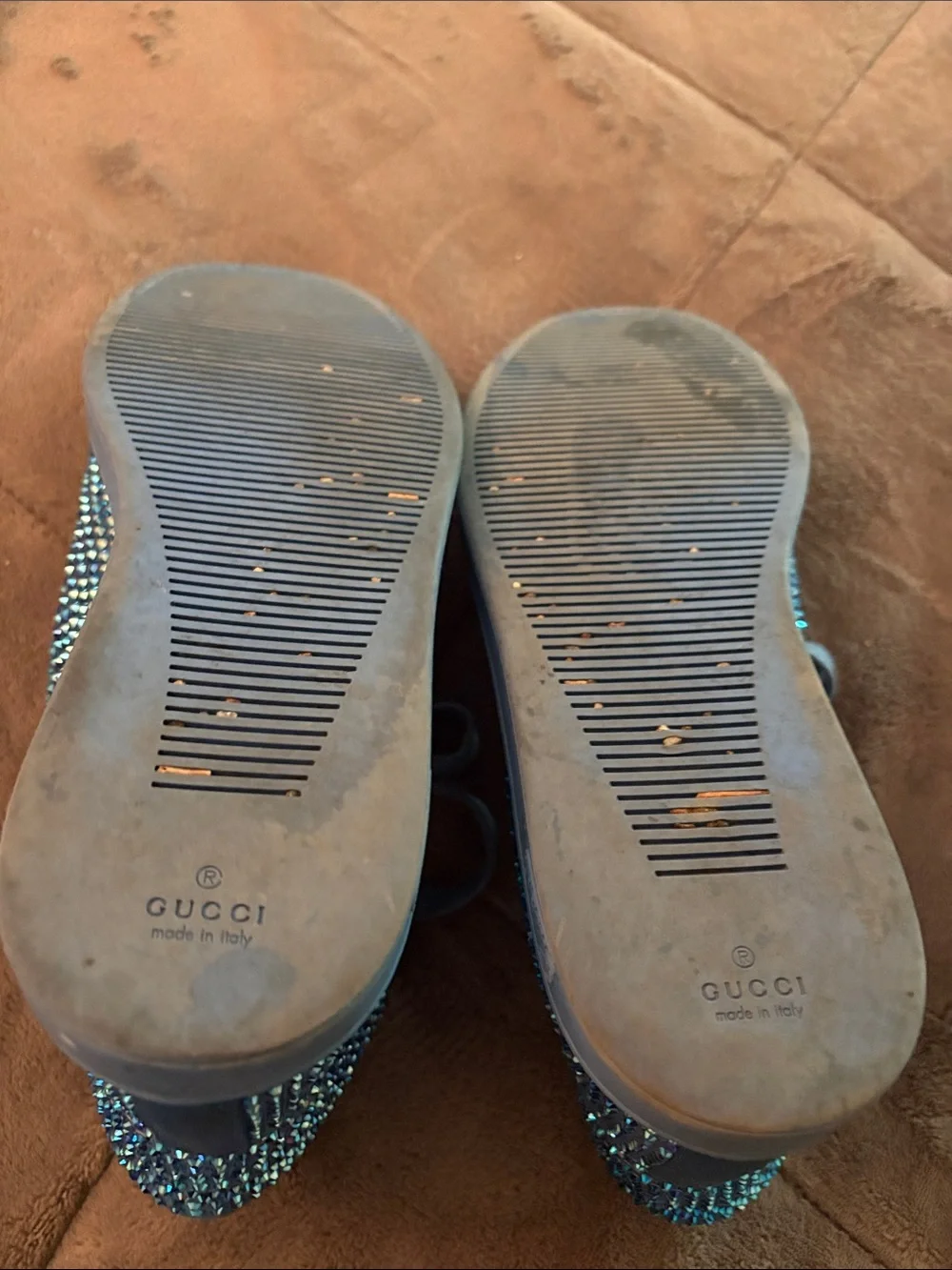 Authentic Gucci Coda Blue Crystal High-Top Sneakers